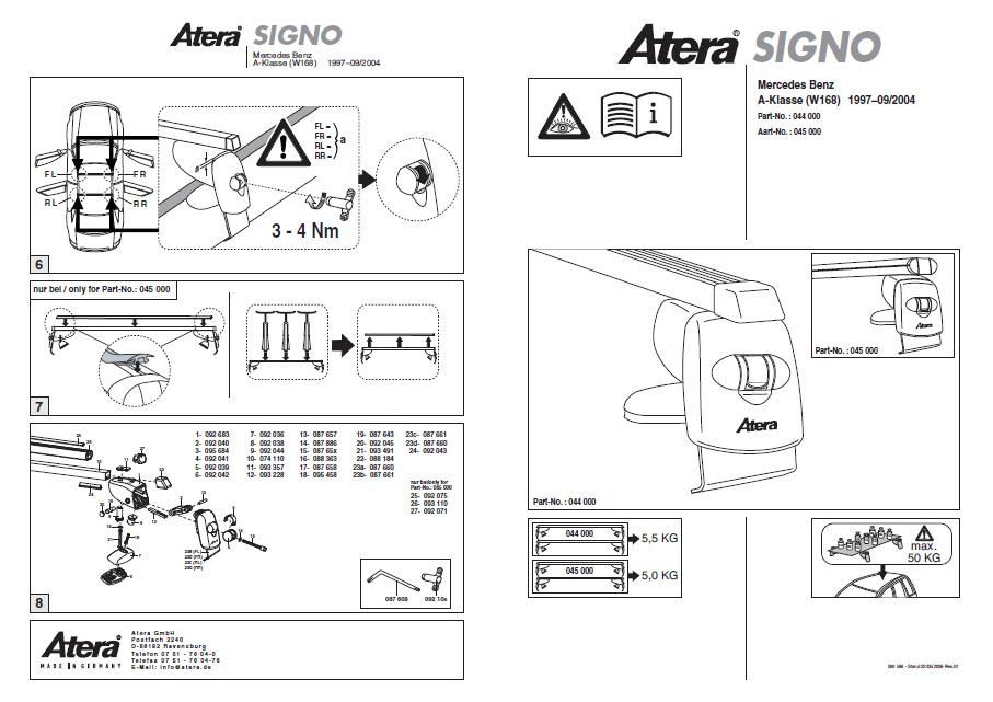 Atera Grundträger Dachträger Gepäckträger Aluprofil 045003