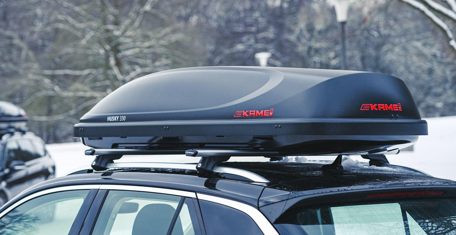 Kamei Dachbox Dachkoffer Skibox Gepäckbox Husky 330 schwarz matt rechts #08144401