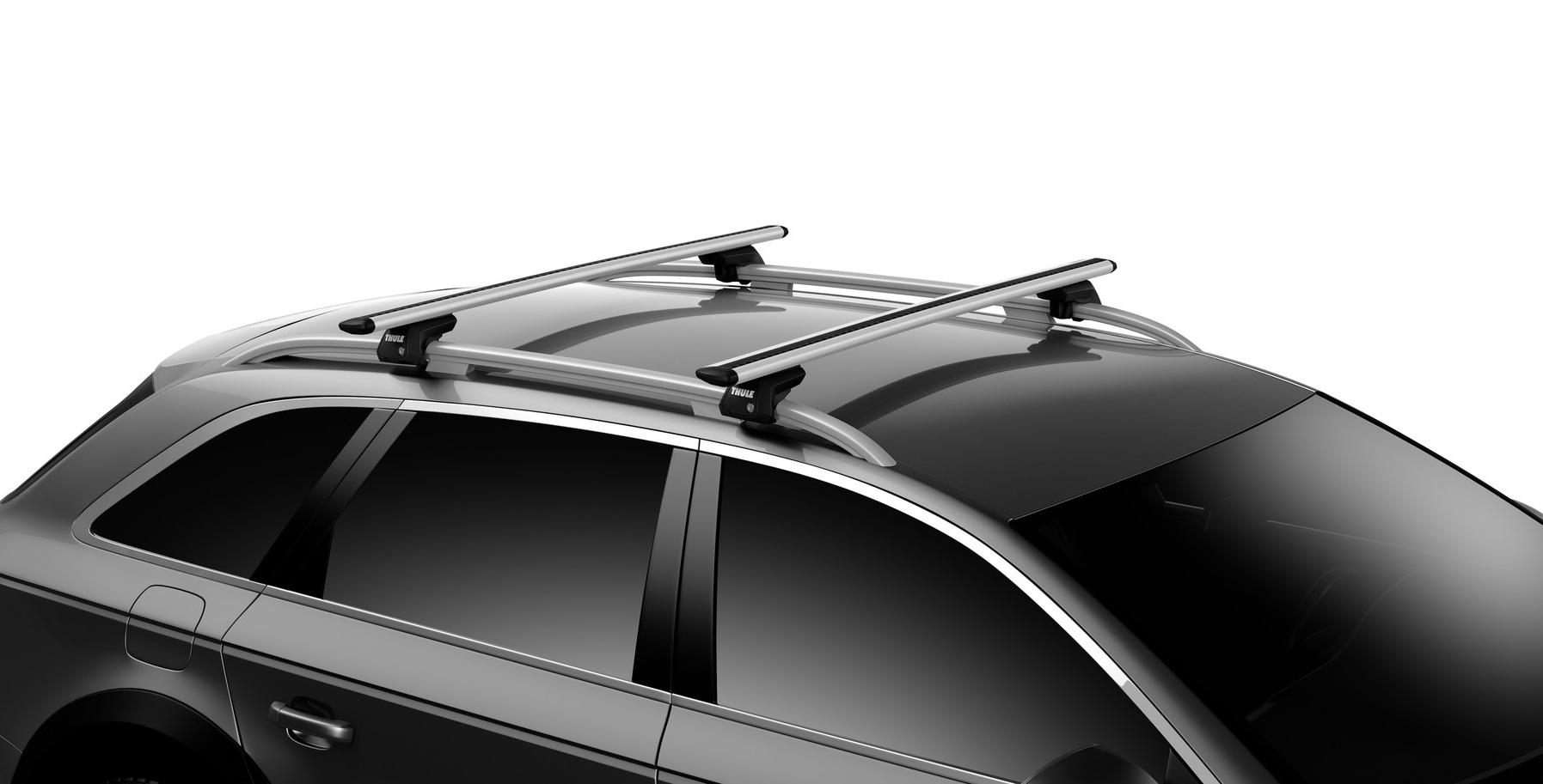 Thule Dachträger Grundträger Gepäckträger Relingträger Wingbar Raised Rail  Evo Set Silber 7104 7112